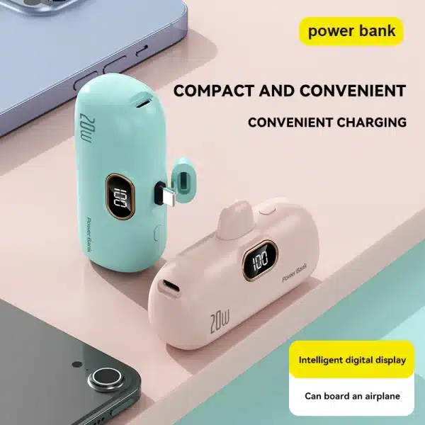 Xiaomi Mini 30000mAh Power Bank Built Cable Portable Mobile Phone Charger External Battery Capsule Powerbank For Type-C iPhone - Image 3