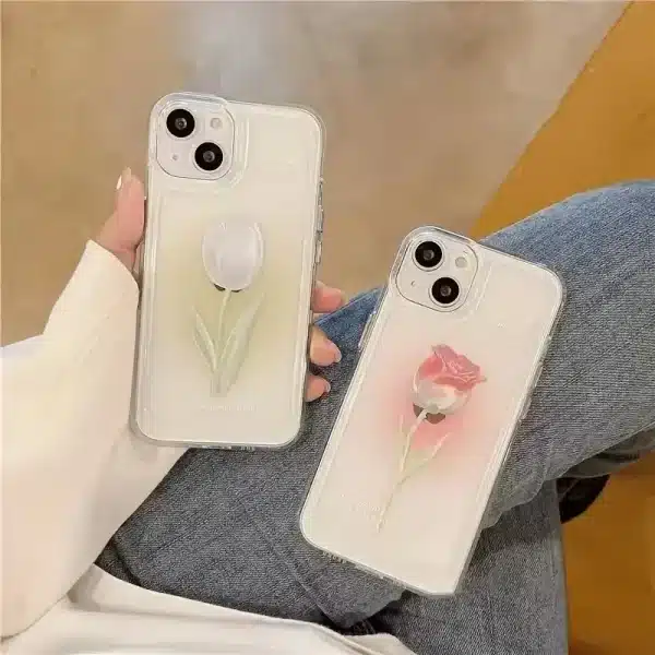 Tulip Phone Case For iPhone 13 11 12 14 15 16 Pro Max XR X XS Max 7 8 15 Plus Shockproof Transparent Cover Silicone Soft Fundas - Image 4