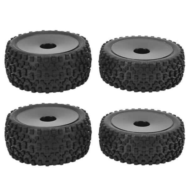 4pcs RC Front Rear Tires and Wheels with 12mm Hex for 1/10 RC Off Road Car Upgrade PartsBlack - Image 8