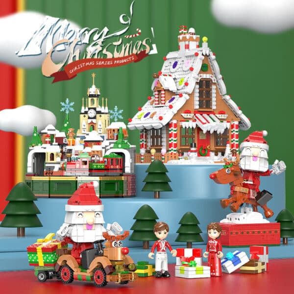 Santa Claus Gingerbread House Building Block Music Box - Image 4