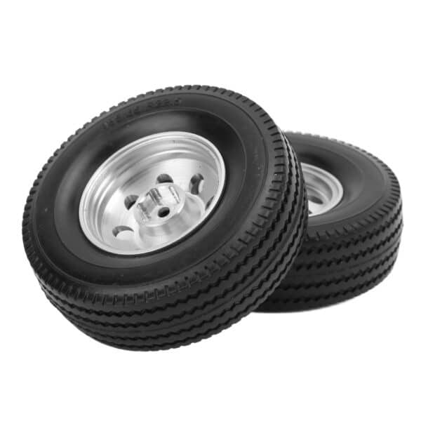 2PCS CNC Metal Wheel Rims Hubs and Rubber Tires Kit for Tamiya Tractor Truck 1/14 RC Car - Image 6