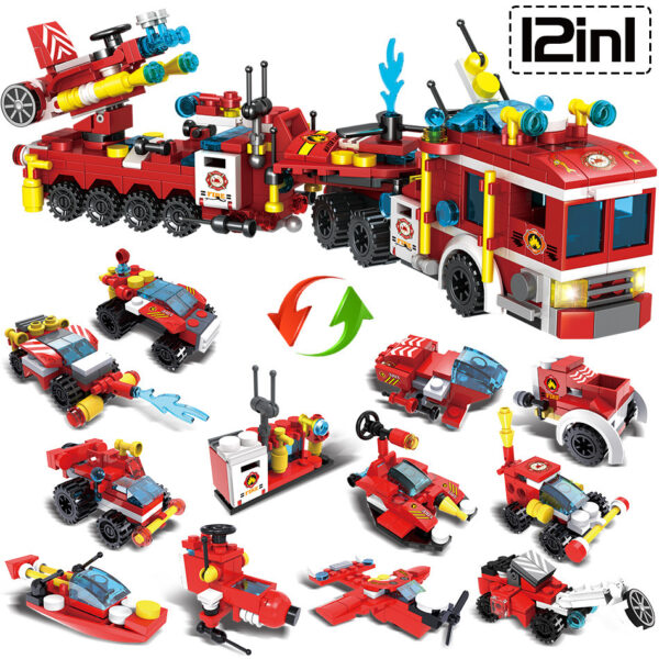 City Fire Brigade 12 And 1 Small Particle Assembling Blocks Children Puzzle Assembling Toys - Image 5