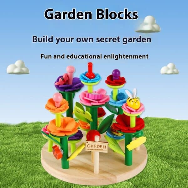 Wooden Children's Inserting Garden Assembled Building Block Toys - Image 5