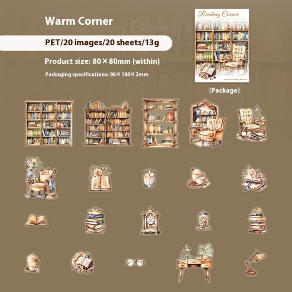 Beautiful Day Book Landscaping PET Stickers Reading Small Corner Series 6 Types Choose 20 Pieces