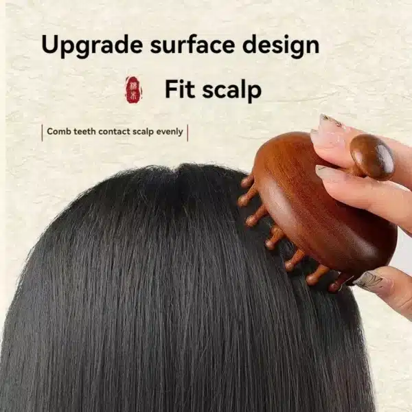 Sandalwood Massage Comb Finger Ring Comb Head Meridian Comb Can Be Scraped Through The Breast Anti-Static Wooden Brush 3