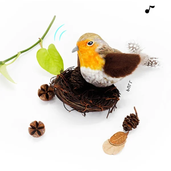 Pet simulation calling bird plush sound hanging cat toy feather bird cat self fun to relieve boredom 6
