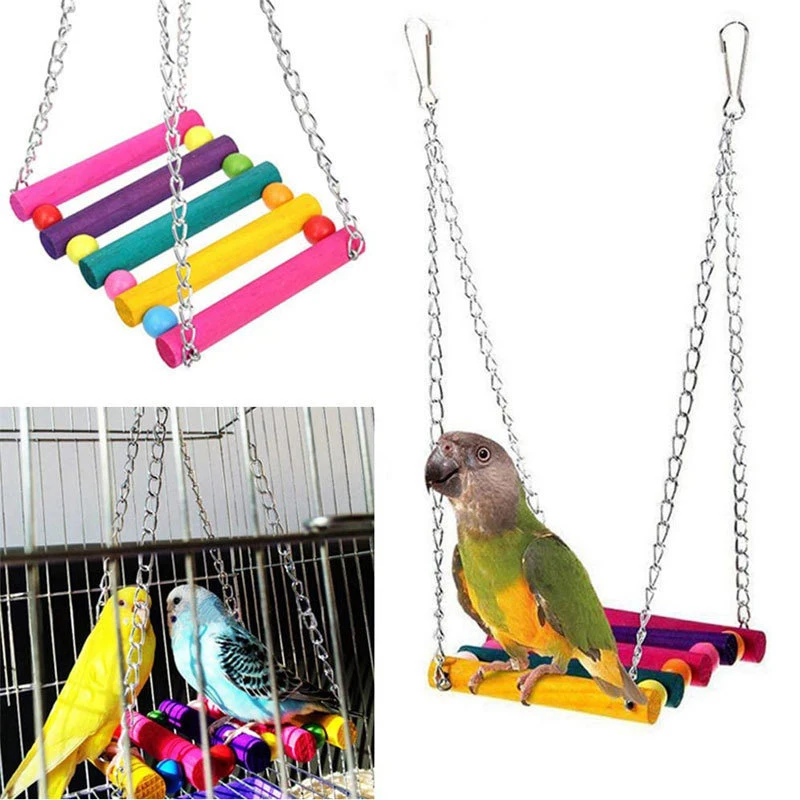 1pc Colorful Hanging Hammock Swing Toys for Pet Birds Perfect for Parrots Parakeets Budgies and Cockatiels 1