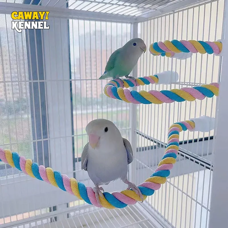 Pet Bird Bite Toys Parrot Color Cotton Rope Toys Elastic Parrot Climbing Toys Sturdy Bird Swing Harness Cage Pet Toy Swing Stand 1