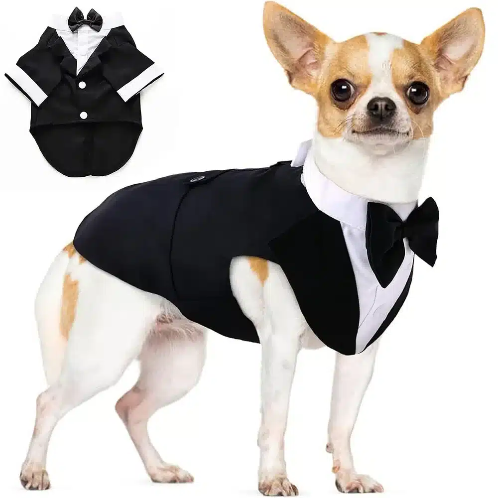 Dog Tuxedo Shirts Formal Dog Clothes Puppy Wedding Costume Bow Tie Pet Suit Male Dogs Outfits Pet Wedding Birthday Party Apparel 1