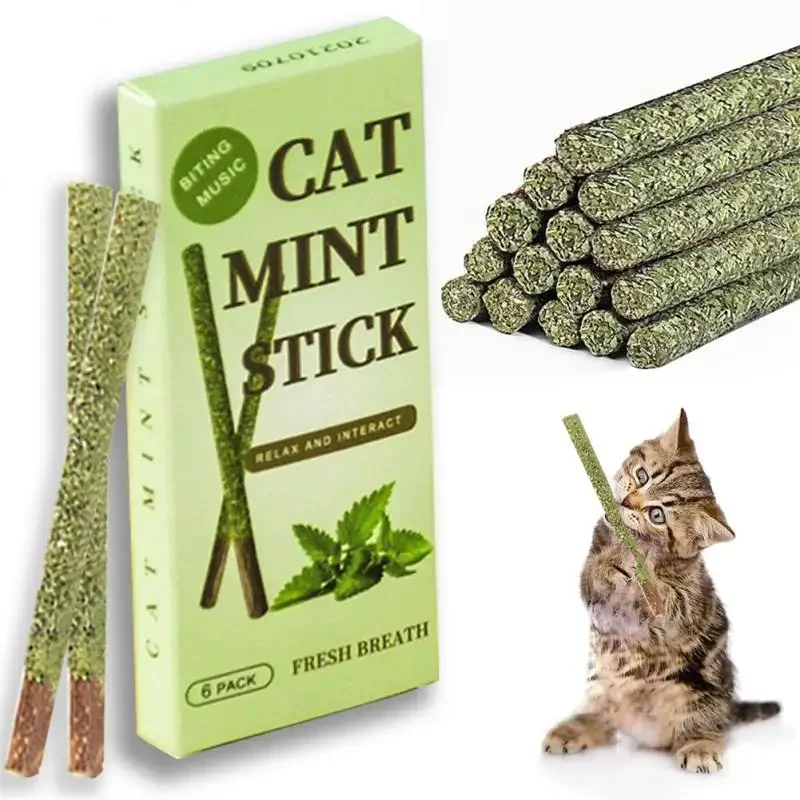 6pcs Natural Matatabi Cat Stick Mint Caught Bite Excited Rods Silvervine For Cat Teeth Cleaning Treating Pet Supply Cat Toys 1