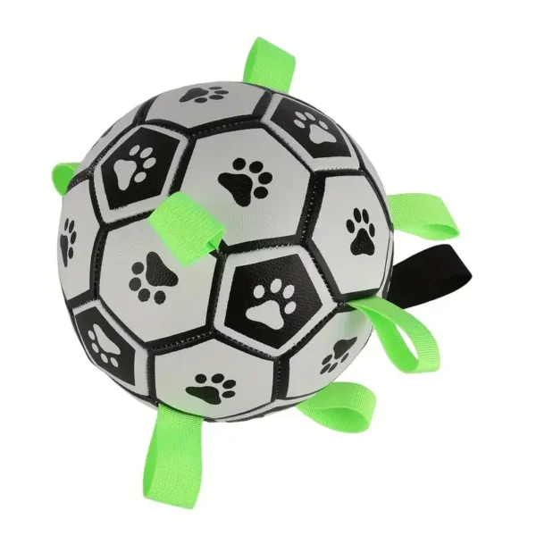 1pc Durable Football Design Pet Toy With Straps Dog Chewing Ball Toy For Training Playing Teeth Cleaning, Interactive Fetch Pet 5