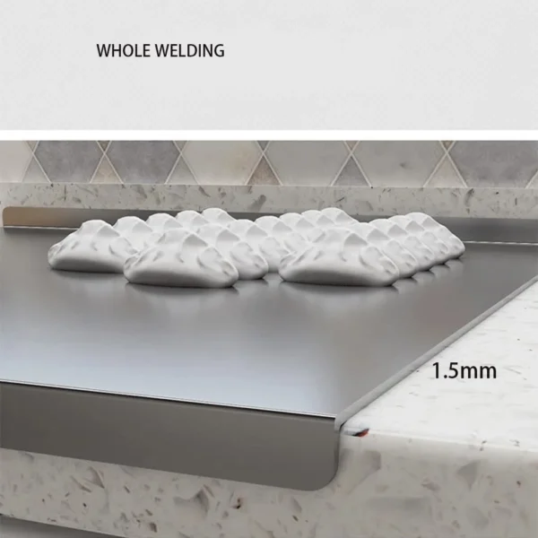 304 Heavy Duty Kitchen Cutting Board Cutting Board with Edge Large Stainless Steel Baking Board Kitchen Multifunctional Utensils 3