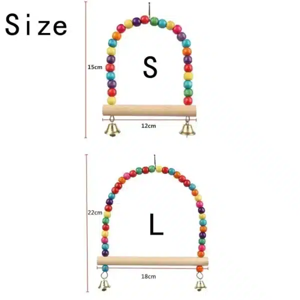 Pet Toy Bird Swing Toys Parrot Wooden Swing Stand Pet Supplies(S:12x15cm/ L:18*22cm) 3