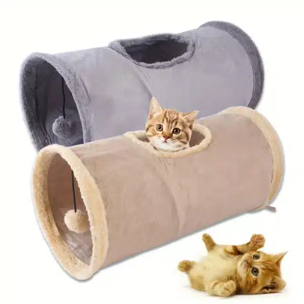 Pet Cat Tunnel Collapsible Plush Channel Foldable Suede Educational Toy Warm Winter Interactive Toys for Indoor Puppy Supplies 2