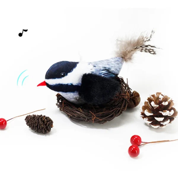 Pet simulation calling bird plush sound hanging cat toy feather bird cat self fun to relieve boredom 4