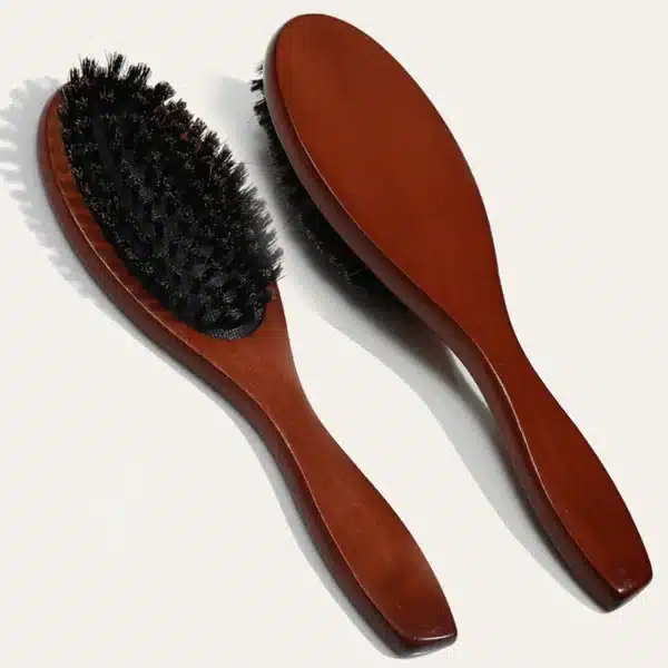 New Arrival Hair Brush Wood Handle Boar Bristle Beard Comb Styling Detangling Straighten Brown Lotus Boar Bristles Massage Comb 3