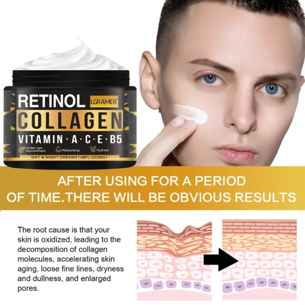 Men's Retinol Collagen Face Cream Skincare Moisturizing Brightening Hydrating Smooth Wrinkles Firming Facial Face Men Skin Care 3
