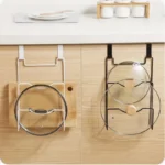 Hanging Pot Lid Rack for Cupboard Door Cutting Board Storage Shelf Kitchen Organizer Pan Cover Shelf Towel Hanger Storage Holder 1