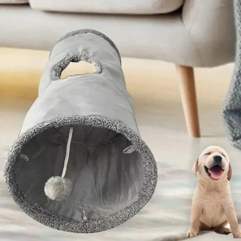 Pet Cat Tunnel Collapsible Plush Channel Foldable Suede Educational Toy Warm Winter Interactive Toys for Indoor Puppy Supplies 1