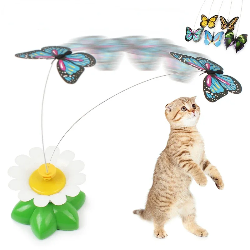 Automatic Rotating Electric Cat Toy Colorful Butterfly Bird Animal Shape Plastic Funny Kitten Pet Dog Interactive Training Toys 1