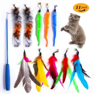 11pcs Replacement Cat Feather Toy Set Feather Replacement Head Retractable Cat Stick Cat Products 1