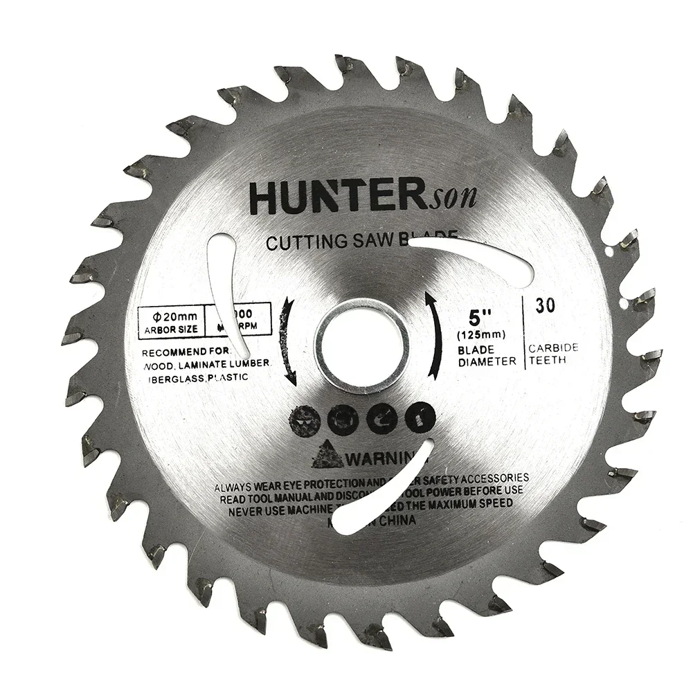 1pc 125mm 5inch Carbide Saw Blade 30T Wood Cutting Disc For Cutting Wood Solid Wood Composite Board Circular Saw Blade 12000 RPM 1