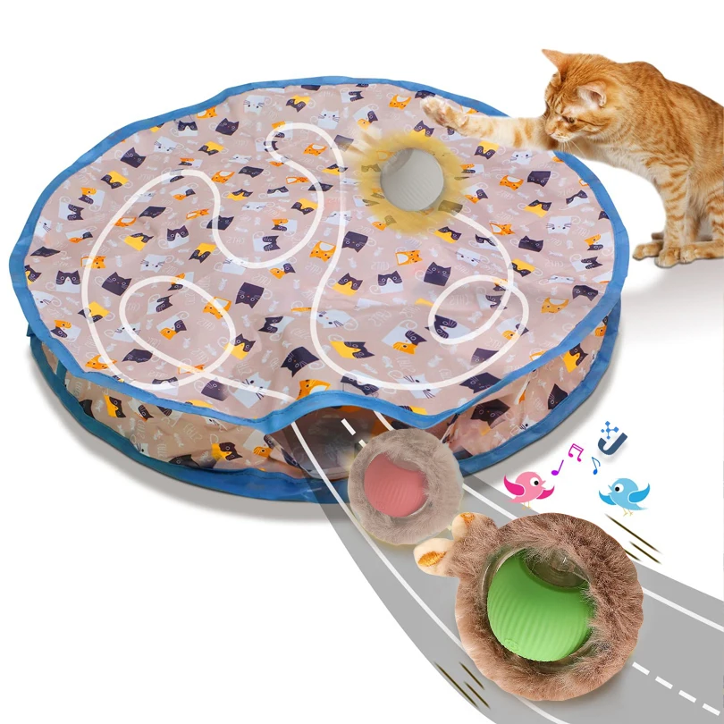 Interactive Cat Toys Ball Fast Rolling in Pouch Hide and Seek Kitten Toy Motion Activated Interactive Cat Toy for Indoor 1