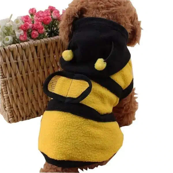 Bee Pet Puppy Coat Apparel Outfit Fleece Clothes Dog Cat Hoodie Fancy Costume  Halloween Cosplay Sweater Dog Hoodies 3