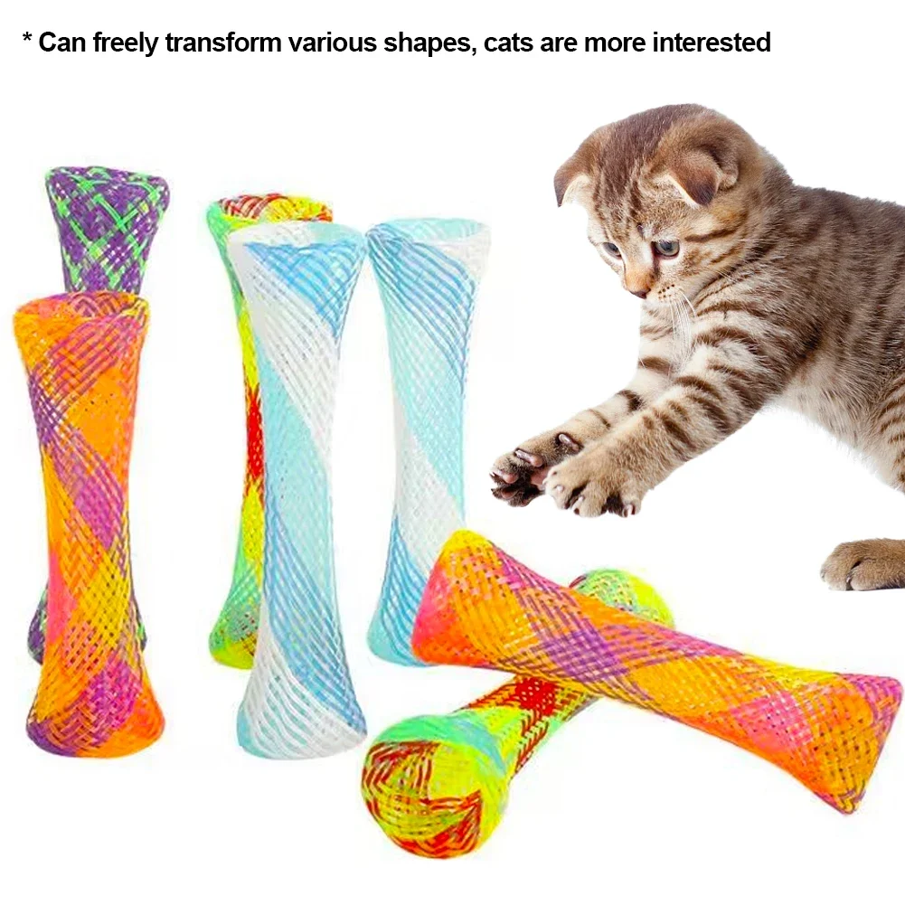 10 Cat Spring Toy Stick Freely Folding Spring Shape Multi-Color Cat Bouncing Kitten Toys Cat Interactive Toys Pet Supplies 1