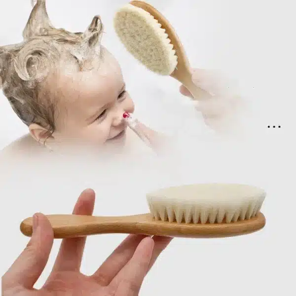 Newborn Wooden Hair Comb Natural Wool Comb Hair Brush Infant Head Massager Portable Little Child Accessories for Newborn Baby 1