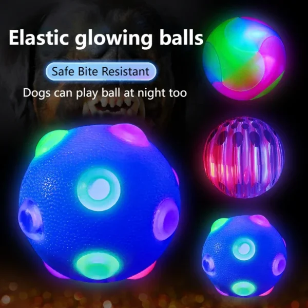 Dog Toy Glowing Ball LED Puppy Balls Flashing Elastic Ball Toy Pet Color Light Ball Interactive Toys For Cats Small Dogs Child 6