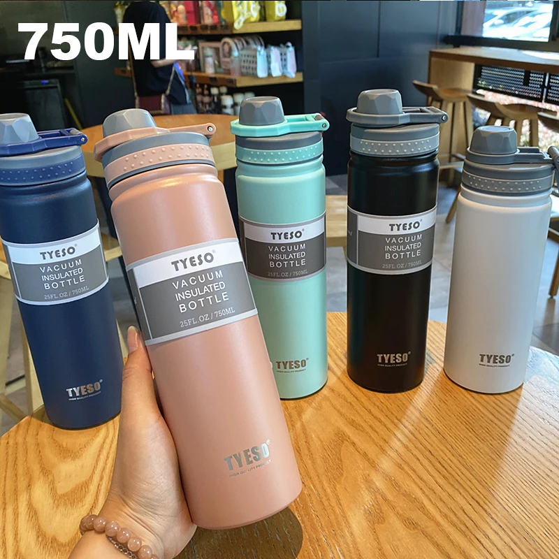 750ML Tyeso Thermos Bottle Stainless Steel Vacuum Flask Insulated Water Bottle Travel Cup For children Coffee Mug Termica 1