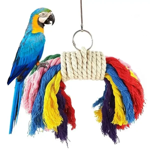 Parrot Chew Toy Cotton Rope Birds Toy Bite Bridge Bird Tearing Toys Cockatiels Training Hang Swings Birds Cage Supplies 5