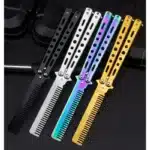 Foldable Comb Stainless Steel Practice Training Butterfly Knife Comb Beard Moustache Brushe Salon Hairdressing Hair Styling Tool 1