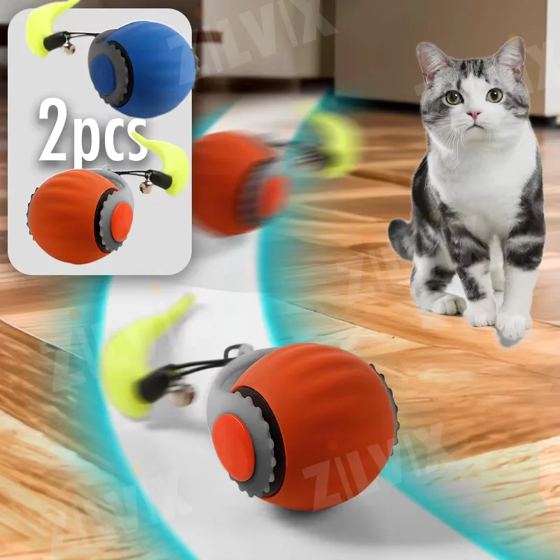 1/2PCS Interactive Cat Toys Ball Auto Electric Rolling Ball Toys for Cats Kitty Pets Smart Automatic Teaser USB Rechargeable 1