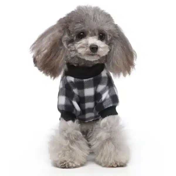 Dog Pajamas Winter Plush Plaid Pet Pjs Home Wear Comfy Four Legged Puppy Clothes Red Black for Small Medium Dogs Cats Apparel 4