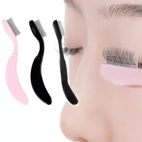 Foldable Ultra-fine Stainless Steel Eyelash Brush Lash Separator Eyebrow Eyelashes Extension Comb Eyelash Curler Makeup Tools 1