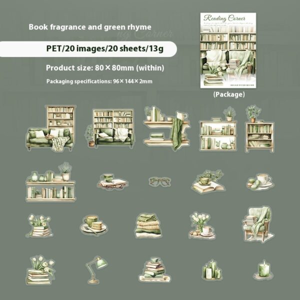 Beautiful Day Book Landscaping PET Stickers Reading Small Corner Series 6 Types Choose 20 Pieces - Image 10
