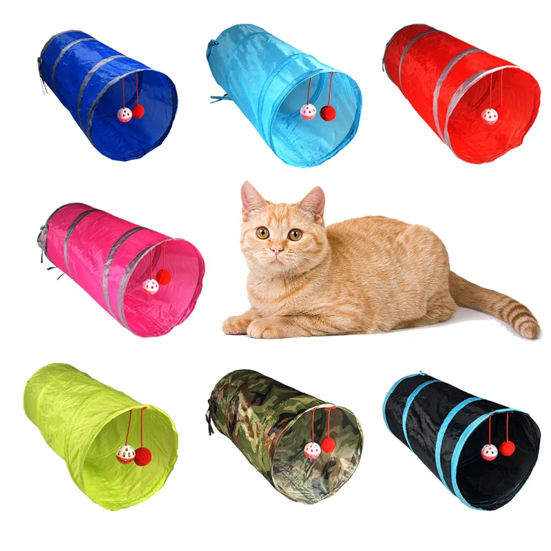 1pc Cat Tunnel Toy, Foldable Polyester Cloth, Rolling Tent,cat Tunnel Cat Toy 1