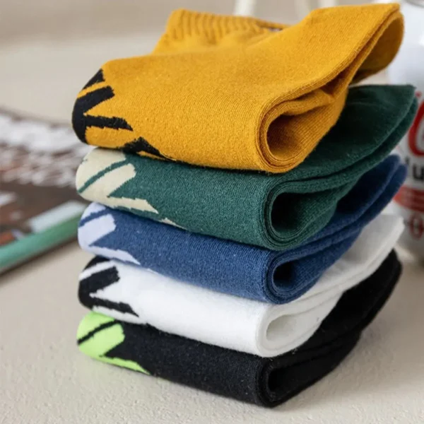 5 Pairs/Set Letter Printed Men Sock Low Cut Ankle Socks for Spring and Summer 3