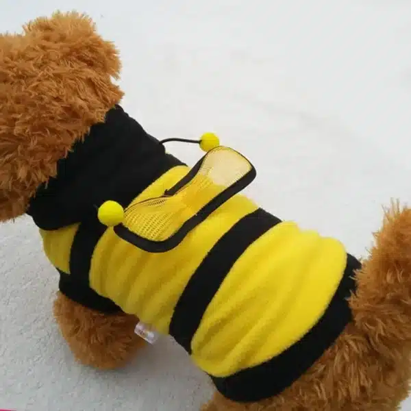 Bee Pet Puppy Coat Apparel Outfit Fleece Clothes Dog Cat Hoodie Fancy Costume  Halloween Cosplay Sweater Dog Hoodies 4