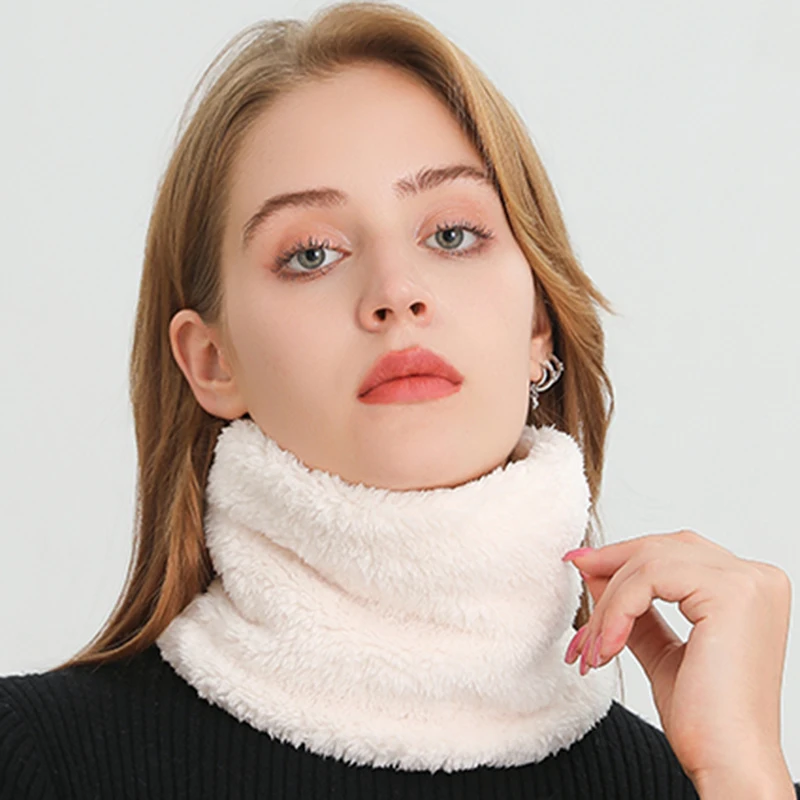 Cashmere Warm Collor Ring Winter Scarf Solid Plush Thick Outdoor Sports Men Women Children Neckerchief Full Face Mask Muffler 1