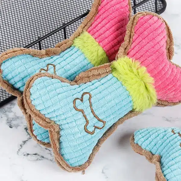 1pc Dog Squeaky Toys, Bones Plush Dogs Chew Toy for Small Medium Breed Puppy Aggressive Chewer Pets Puppy Playing Cleaning Teeth 6