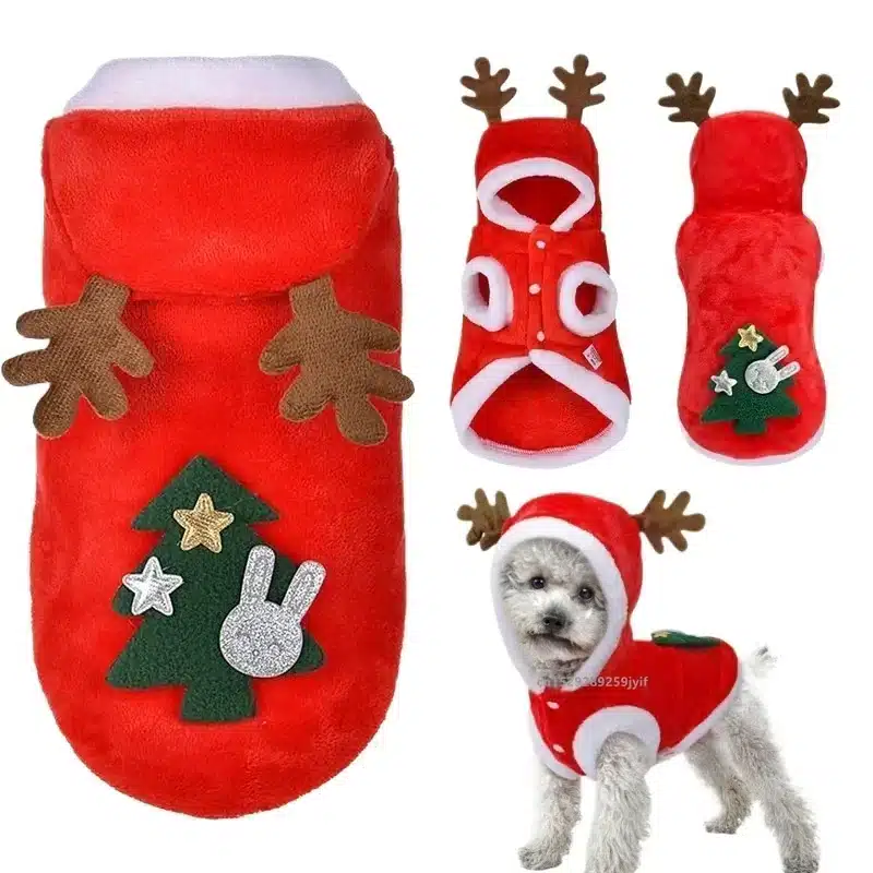 Christmas Winter Pet Coat Apparel Outfit Clothes Dog Cat Hoodie Fleece Costume for Small Medium Puppy Chihuahua Yorkshire 1