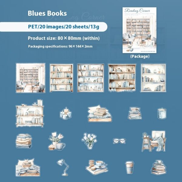 Beautiful Day Book Landscaping PET Stickers Reading Small Corner Series 6 Types Choose 20 Pieces - Image 7