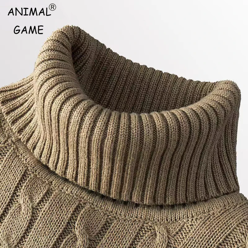 New Turtleneck Sweater Casual Men's Rollneck Knitted Sweater Keep Warm Men Jumper Woolen Sweater 1