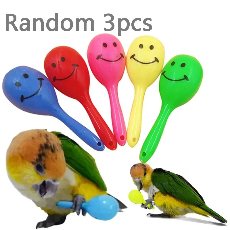 3PCS Parrot Rattle Sand Hammer Sand Ball Bird Bites Wisdom Interactive Training Toys Pet Accessories Bird Toys Juguetes 1