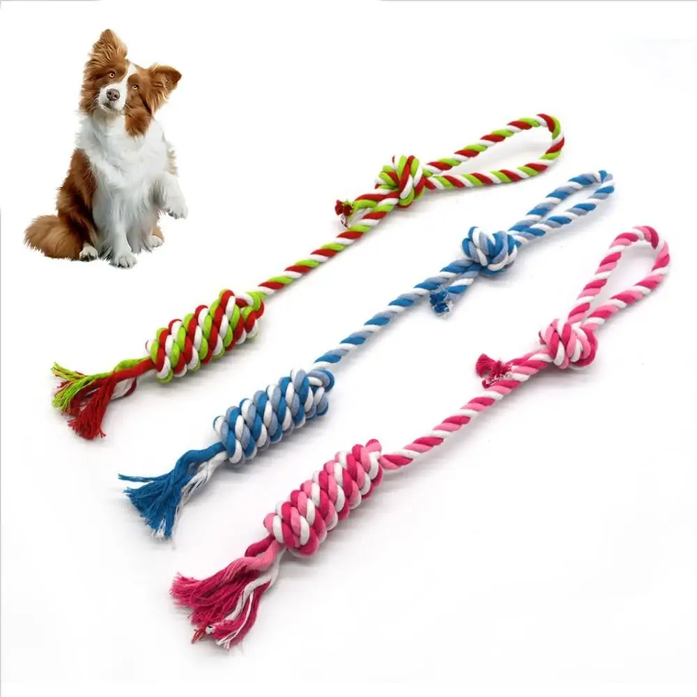 1pc Dog Cotton Rope Chew Toy Durable Braided Teeth Cleaning Toys for Small Medium Dog Outdoor Interactive Training Pet Supplies 1