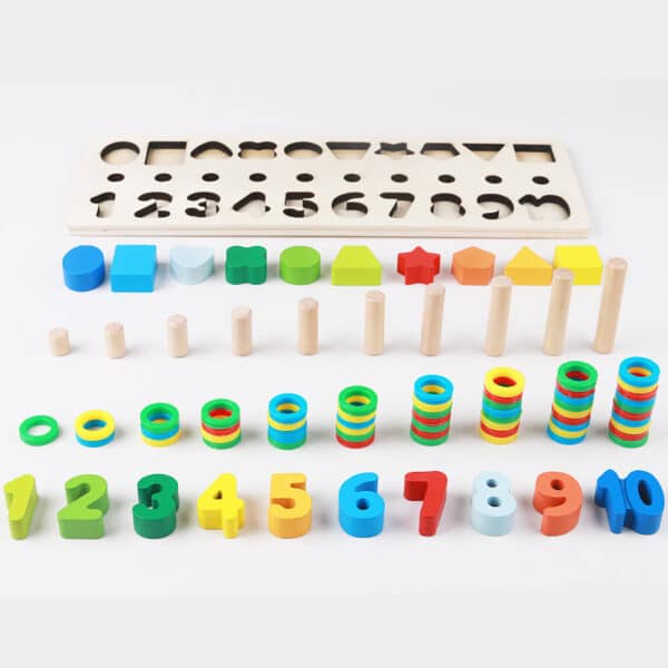 3 in 1 Early Educational Geometry Number Matching Montessori Wooden Toys - Image 3