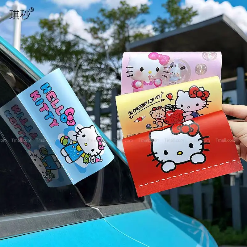 Anime Sanrio Hello Kitty Car Label Cartoon PET Waterproof Car Wash Label Sticker DIY Cars Rear Tail Cover Decorative Accessories 1